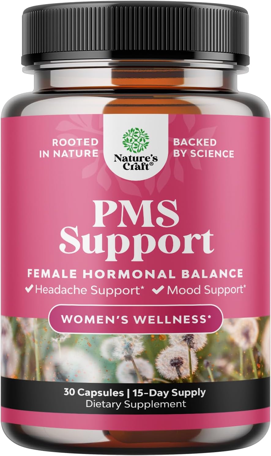 PMS Support Supplement for Women – Hormone Balance for Women & Menstrual Ease with DIM, Chasteberry, Black Cohosh & Ashwagandha - for Period Cramps Ease, Menopause Bloating, Mood Swing – 30 Ct