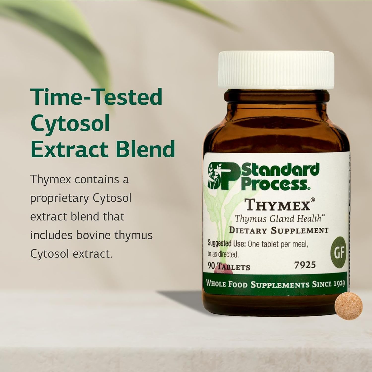 Standard Process Inc. Thymex - Whole Food Cholesterol, Thymus Supplement and Immune Support Supplement with Vitamin C, Magnesium Citrate, and Calcium Lactate - Gluten Free - 90 Tablets