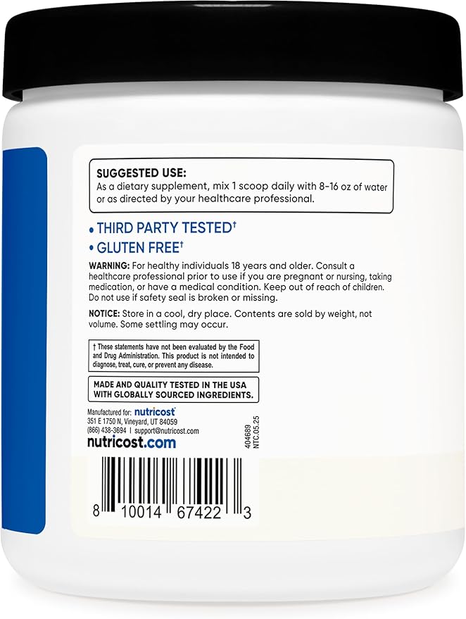Nutricost EAA Powder 30 Servings (Unflavored) - Essential Amino Acids - Non-GMO, Gluten Free, Vegetarian Friendly