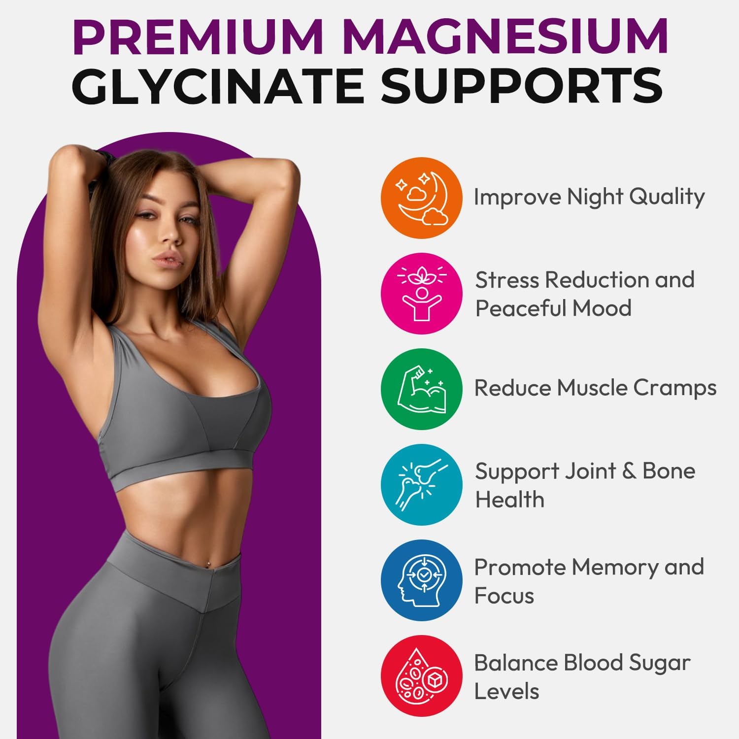 Magnesium Glycinate Gummies for Adults, High Absorption Vitamin Manganese Gummies with L-Threonate, Calcium, B6, D3, Sugar Free Chews, Relaxation, Stress Relief, Night Rest