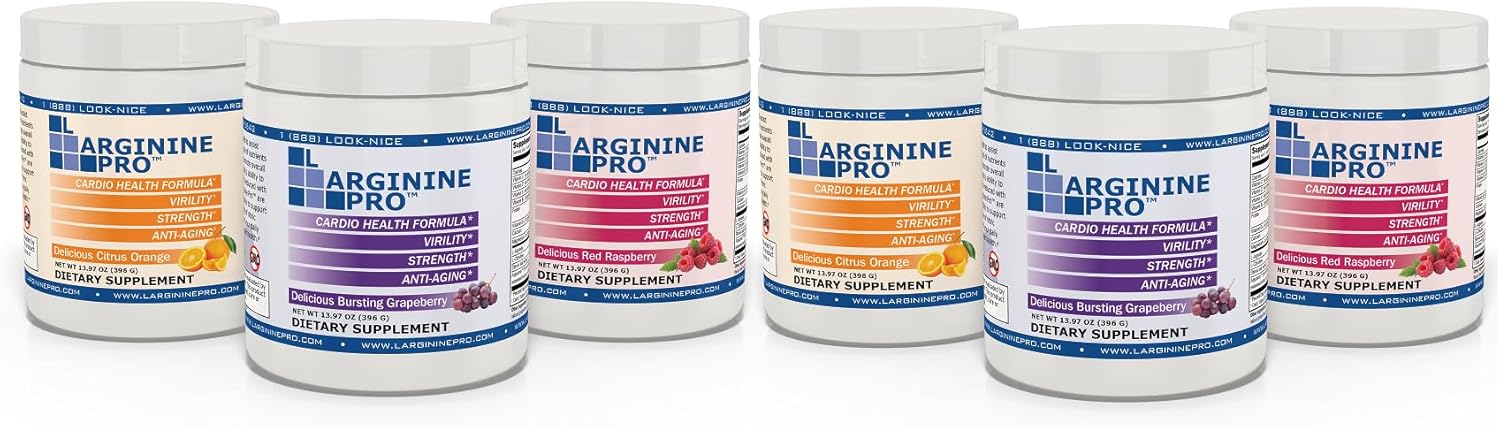 L-ARGININE PRO | 5,500mg L-Arginine Plus L-Citrulline 1,100mg Raspberry, Orange & Grape Powder Drink Mix Supplement for Increased Nitric Oxide Production