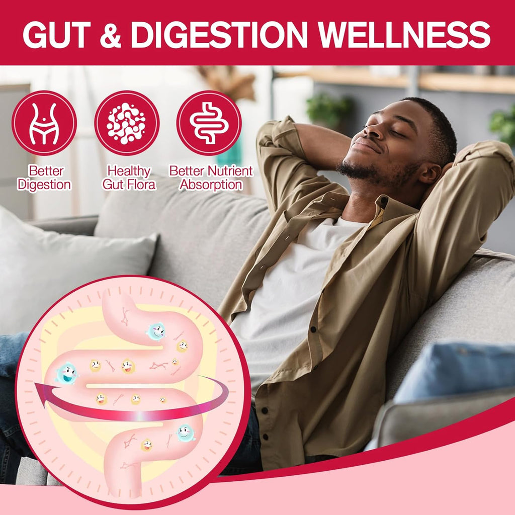 9-in-1 Probiotic Fiber Gummies for Adults & Teens 16G Fiber per Serving, Psyllium Fiber Supplement with 5 Billion CFU Bacillus Coagulans, Inulin, ACV for Digestive, Gut & Immune Wellness - 60 Gummies