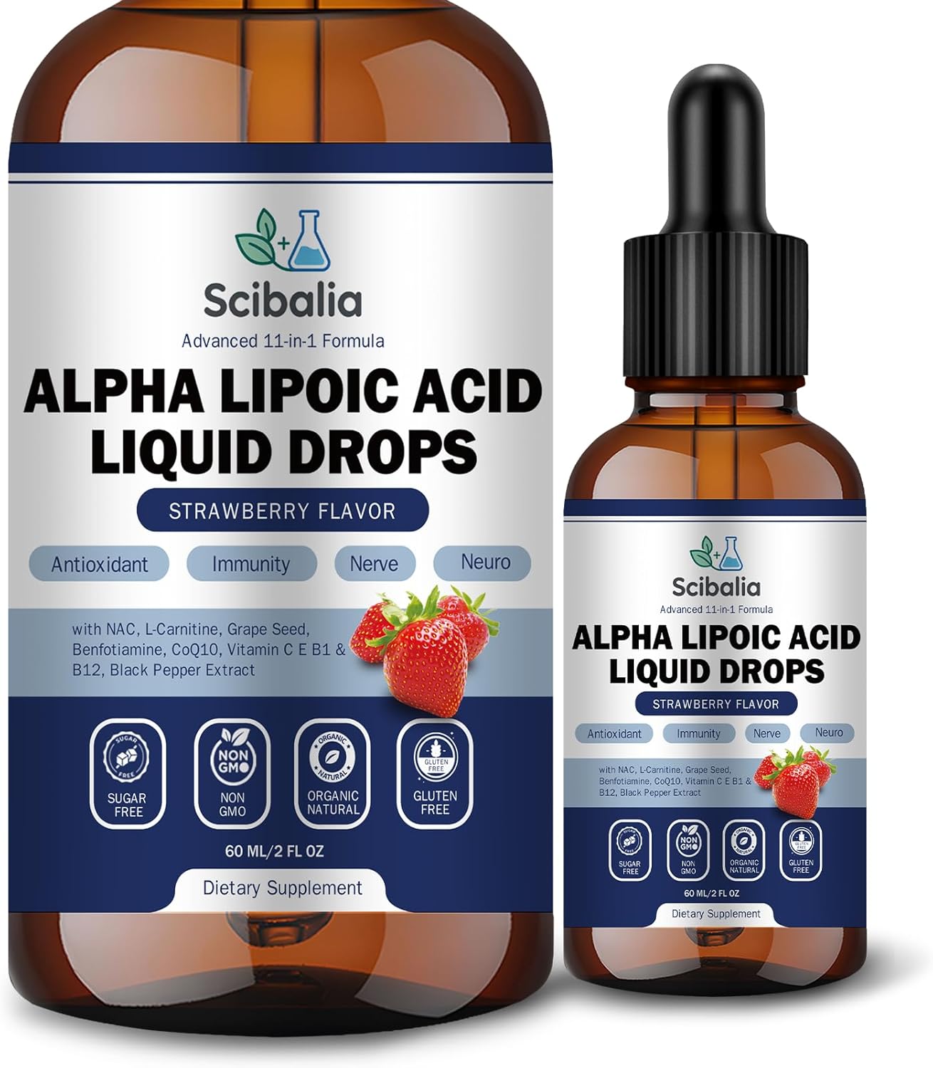 Alpha Lipoic Acid 1000mg Liquid Drops, Max Strength 11-in-1 ALA Supplement w. Acetyl L-Carnitine Benfotiamine & B1 B12 C E, Alpha-Lipoic Acid Nutritional for Neuropathy Nerve Energy Antioxidant