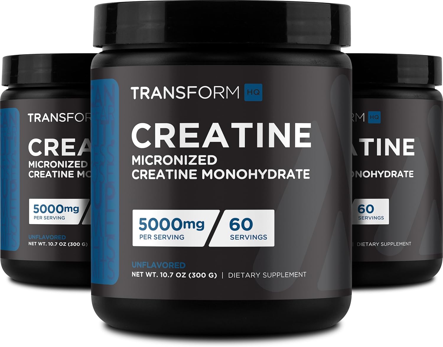 TransformHQ Creatine Monohydrate Powder (60 Servings) Unflavored - 5000mg Per Serving