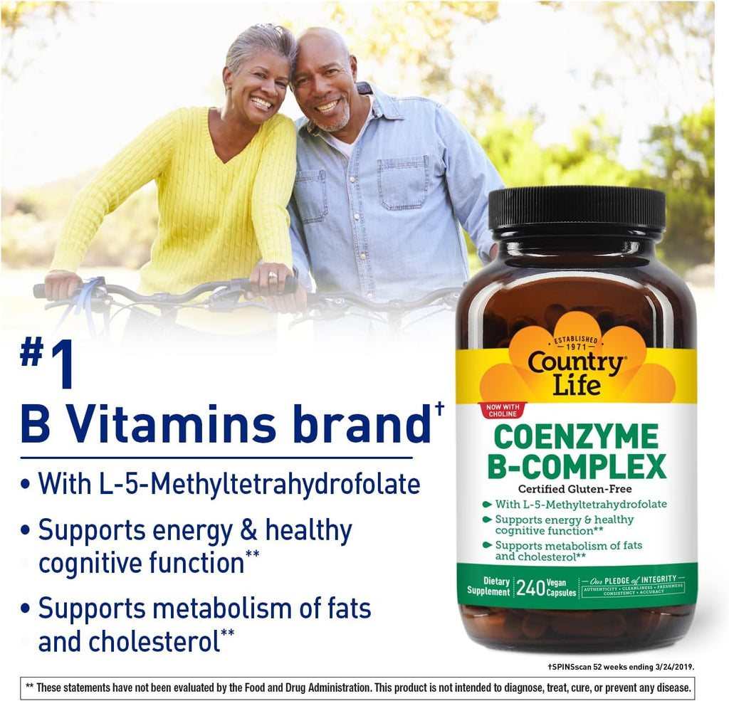 Country Life, Coenzyme B-Complex Vitamin, Support Energy and Metabolism, Daily Supplement, 240 ct