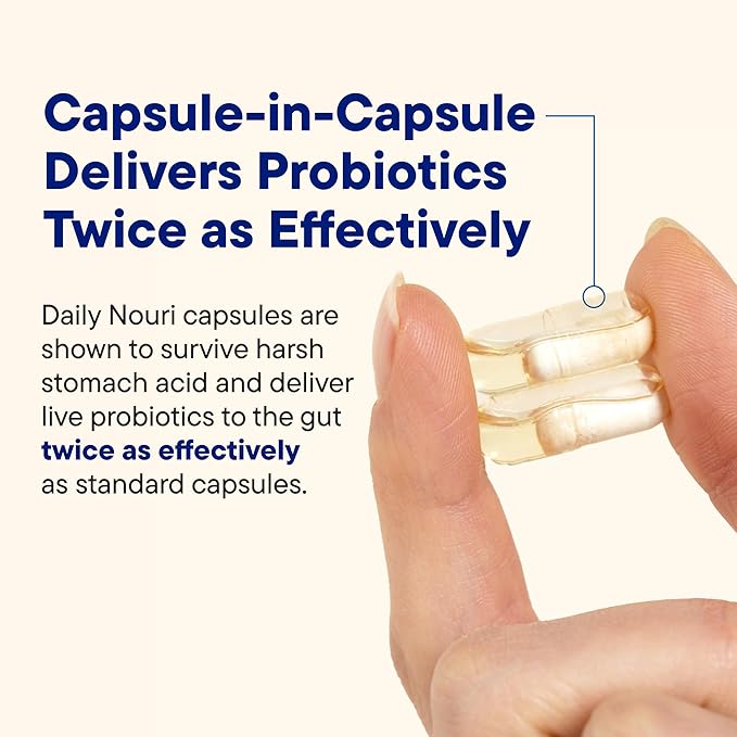 Daily Nouri Men’s Complete Probiotic | Supports Digestion, Immunity, Colon Health, Cardiovascular Function, Cholesterol | 5 Clinically Studied Strains + Selenium & Omega