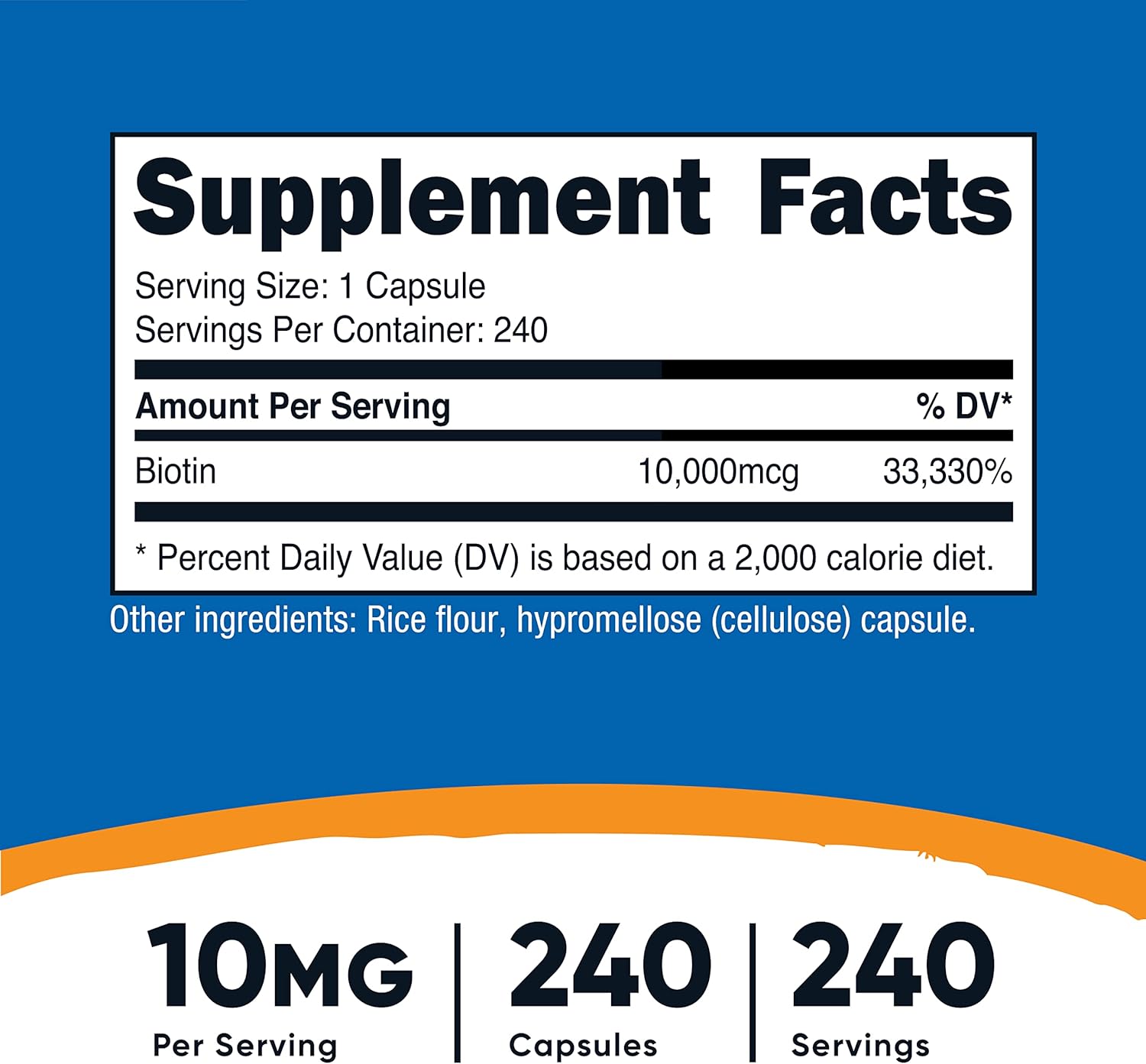 Nutricost Biotin (Vitamin B7) 10,000mcg, 240 Caps (3 Bottles) - Non-GMO, Gluten Free