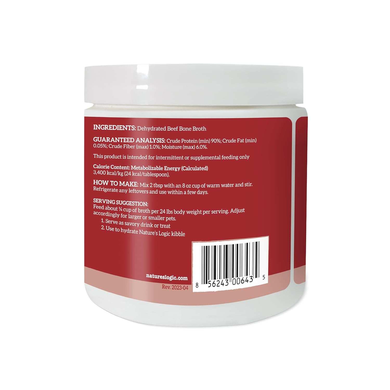 Nature's Logic Dehydrated Bone Broth Powder - 100% Natural Dog & Cat Topper - Rich in Glucosamine & Chondroitin - Boosts Immune System - Gluten-Free, No Synthetic Ingredients - Beef, 6oz