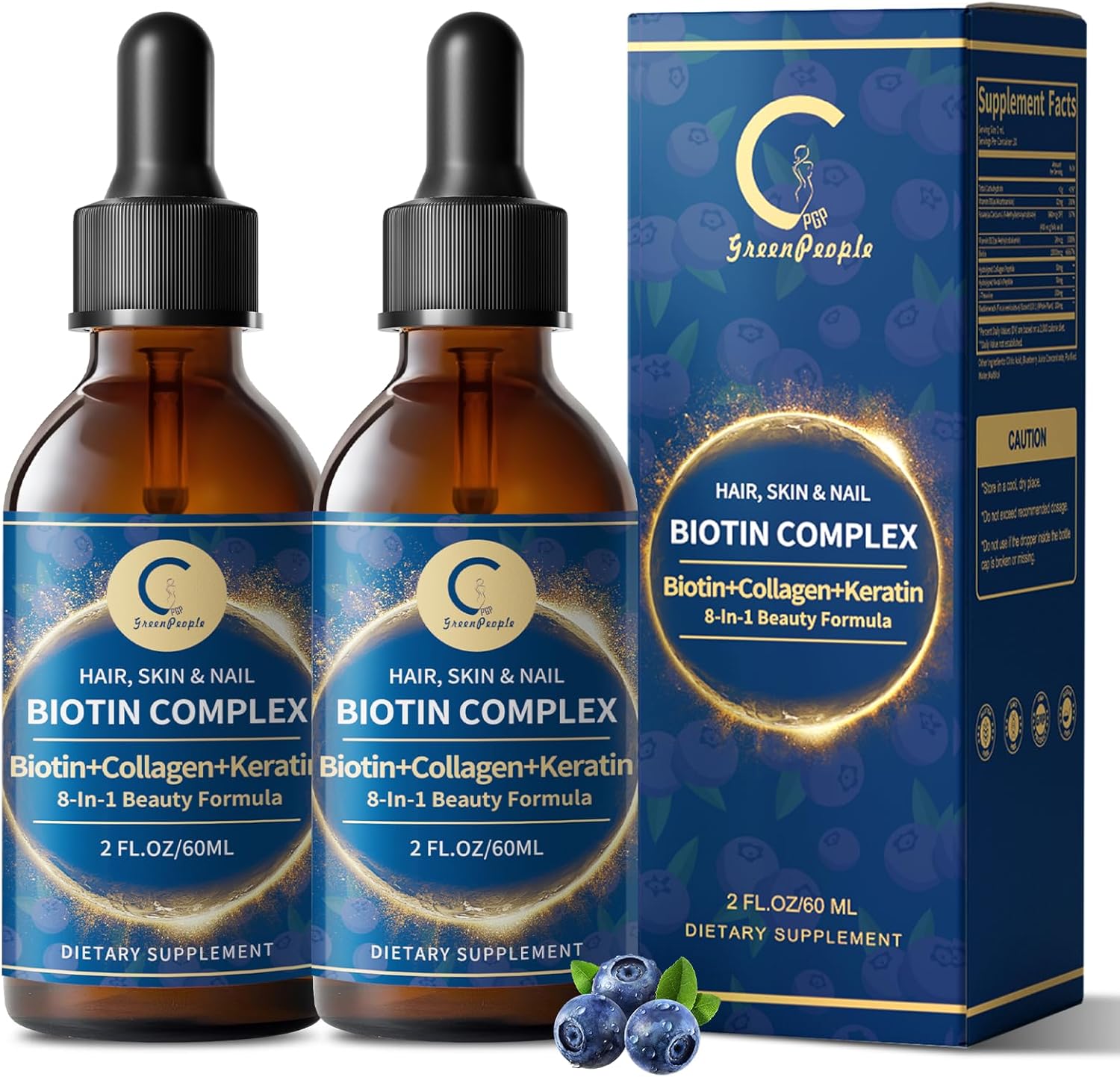 Liquid Biotin & Collagen Drops 20,000mcg--High Potency Hair Growth Vitamin Support - Biotin and Liquid Collagen Supplement for Women & Men - Glowing Skin Support, Healthy Hair & Nail Growth - 4 Fl Oz