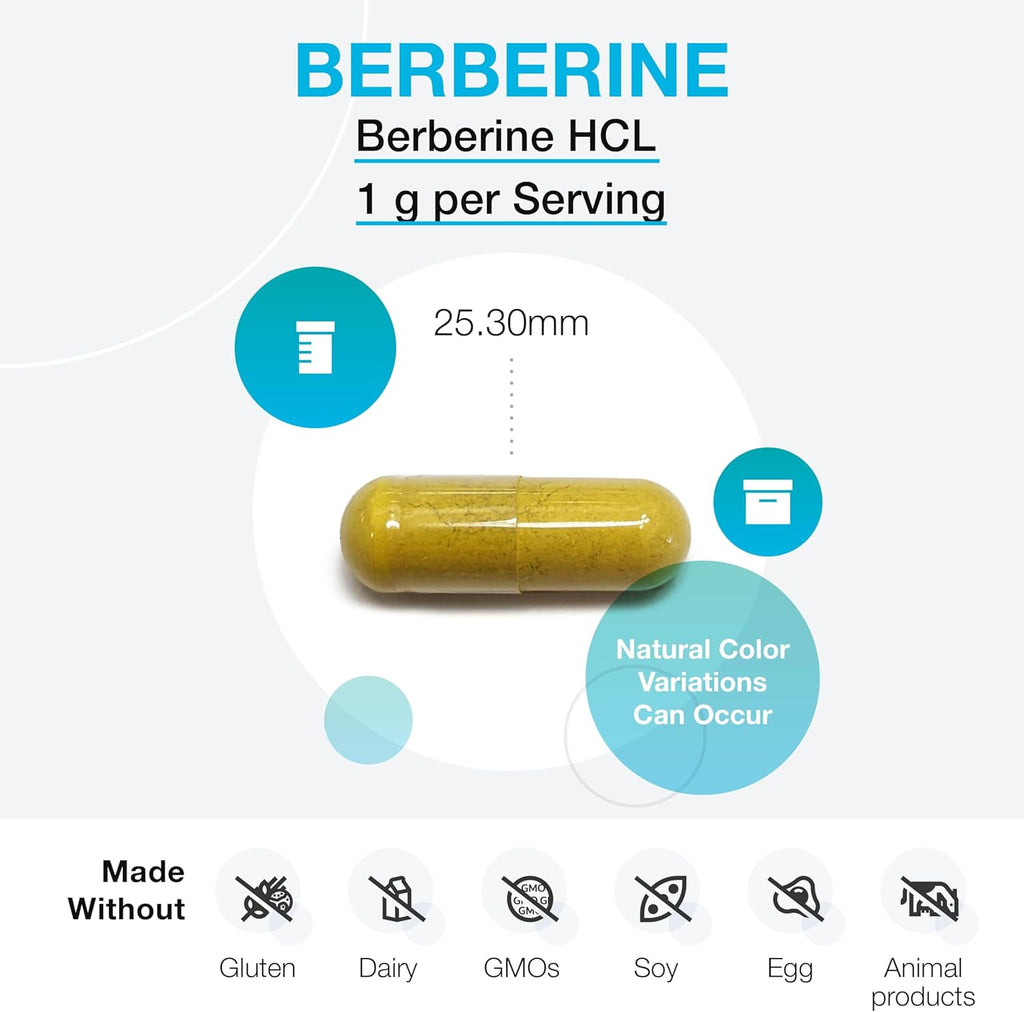XYMOGEN Berberine HCL 1000mg – Herbal Berberine Supplement for Metabolic & Digestive Support - Promote Lipid Metabolism, Gastrointestinal Health & Immune Function (120 Capsules)