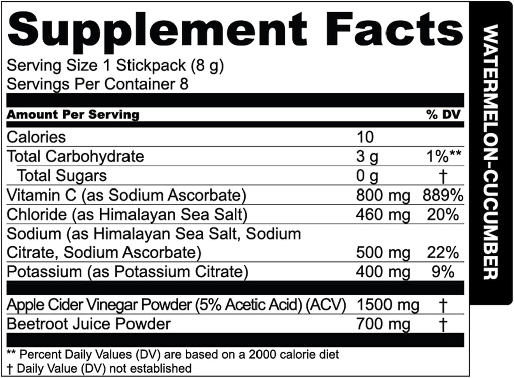 Essential Elements Hydration Packets - Watermelon Cucumber Pack - Sugar Free Electrolytes Powder Packets - 25 Stick Packs of Electrolytes Powder No Sugar - Hydration Drink - with ACV & Vitamin C