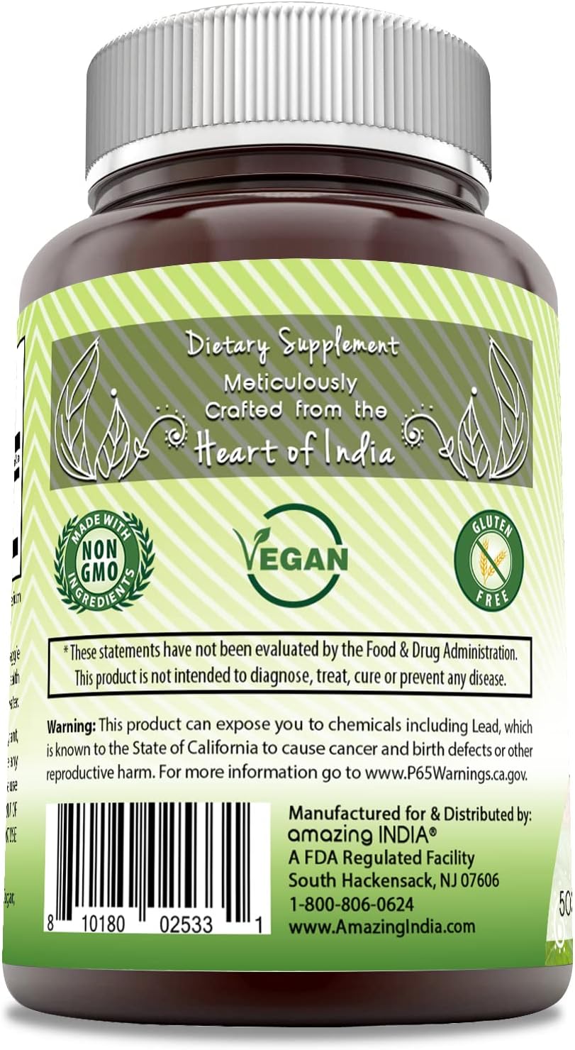 Amazing India Neem (Made with Natural Neem Leaf) Supplement | 500 Mg | 120 Veggie Capsules | Non-GMO | Gluten-Free | Made in USA