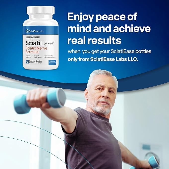 SciatiEase Sciatic Nerve Health Support Supplement - Nerve Support Formula with AlphaPalm, Pea, Vitamin B Complex, Alpha Lipoic Acid 300mg - 6 Bottles