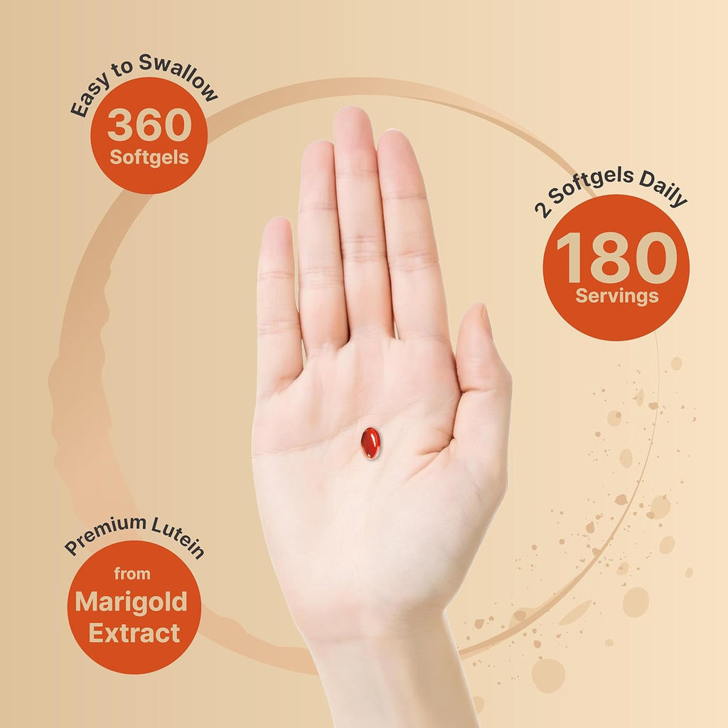 Lutein 40mg + Zeaxanthin 1,600mcg, 360 Softgels | 4-in-1 Formula with Astaxanthin, Omega-3 & Phospholipids | Marigold Flower Extract | Supports Eye, Brain & Vision Health | Non-GMO, Gluten Free