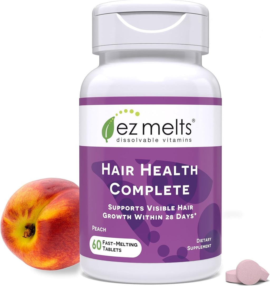 EZ Melts Hair Health Complete - Hair Supplement to Support Strength & Growth - Includes AnaGain Nu, Biotin, Apigenin, Bambo Silica & More - 1 Pack