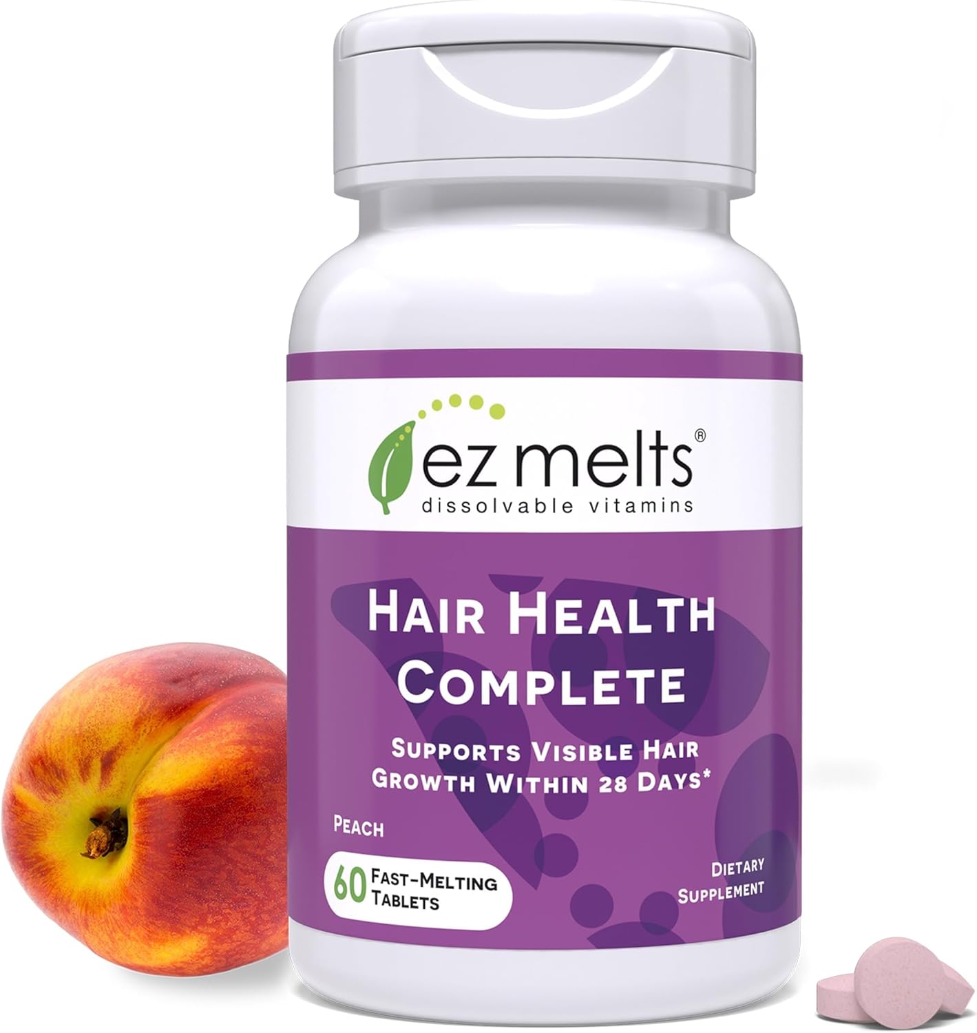 EZ Melts Hair Health Complete - Hair Supplement to Support Strength & Growth - Includes AnaGain Nu, Biotin, Apigenin, Bambo Silica & More - 1 Pack