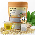 Ginger Tea Bags - 25 Bags - Premium & Spicy Ginger Herbal Tea - Pure Natural Extract Caffeine-Free and Gluten-Free Herbal Tea from Real Flowers for Relaxation with Smooth Taste (25 count)