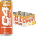 C4 Smart Energy Drink - Sugar Free Performance Fuel & Nootropic Brain Booster, Coffee Substitute or Alternative | Peach Mango Nectar 12 Oz - 24 Pack