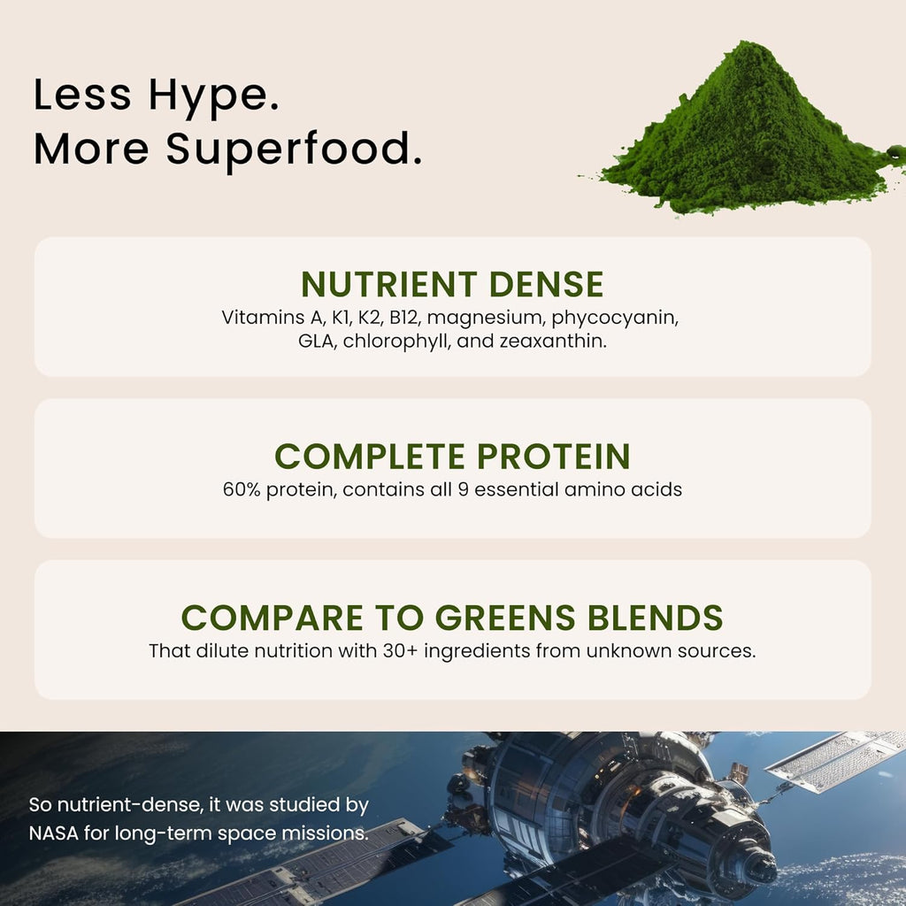 Nutrex Hawaii Pure Hawaiian Spirulina Powder, Vegan Superfood, Non-GMO, Immune Support, Cellular Energy & Cardiovascular Health, 90 Day Supply, 9.53 Oz.
