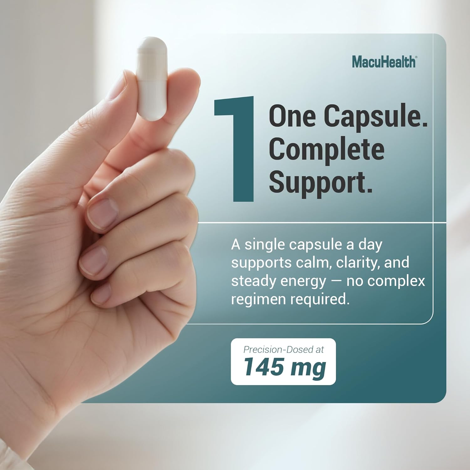 MacuHealth Magnesium Glycinate & L-Threonate 145mg - 90 Capsules - Highly Absorbable Magnesium for Energy, Calm & Focus - Gentle on Stomach, Vegan, Non-GMO - Premium Chelated Magnesium Supplement