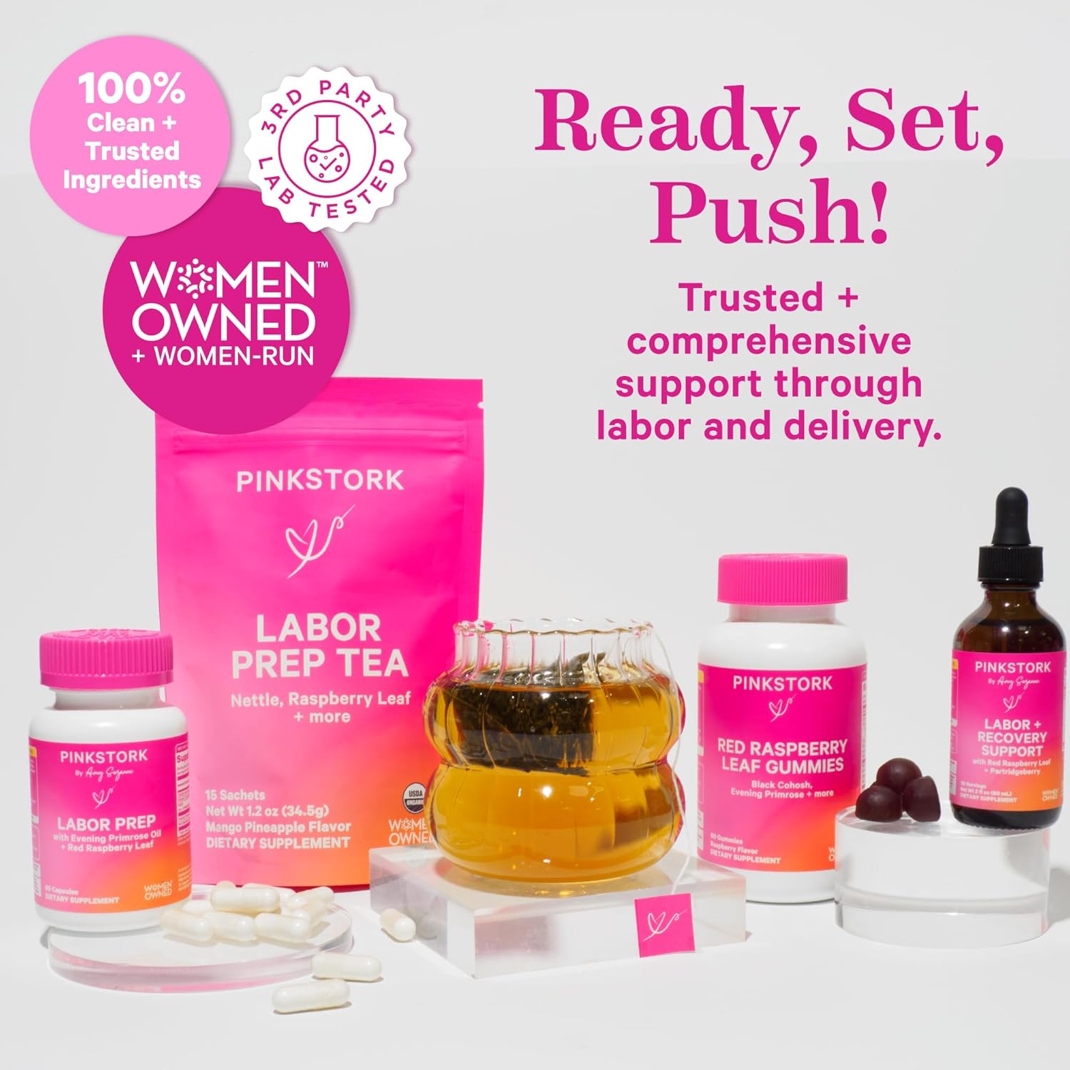 Pink Stork Organic Red Raspberry Leaf Labor Prep Tea - Mango-Pineapple with Nettle, and Moringa - Third Trimester Pregnancy Tea - Labor and Delivery Essentials for Women, 30 Cups
