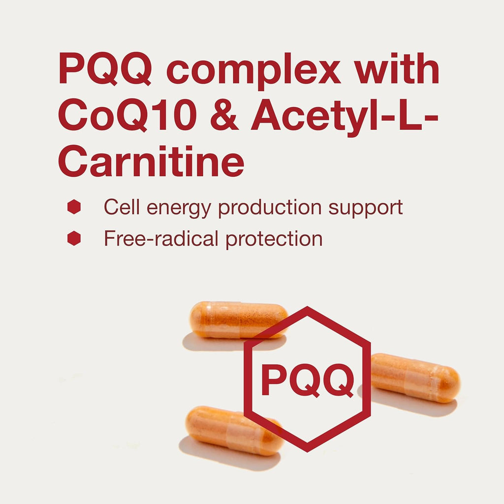 PROTOCOL FOR LIFE BALANCE PQQ Complex - Mitochondrial Health - with CoQ10 & L Carnitine - B Vitamin - Supplement for Energy - 30 Veg Caps