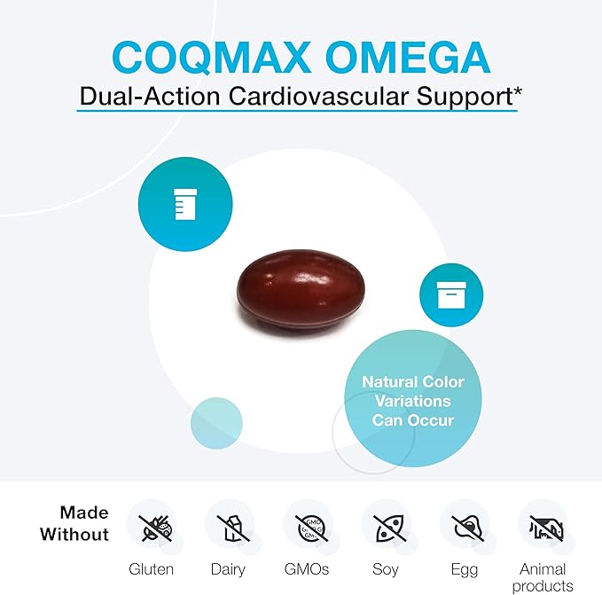 XYMOGEN CoQmax Omega 100 mg - CoQ10 + Fish Oil Omega 3 Supplement - Dual-Action Heart Health Support - Coenzyme q10 + Specialized Fish Oil for 3X Greater Absorption of EPA DHA (60 Softgels)