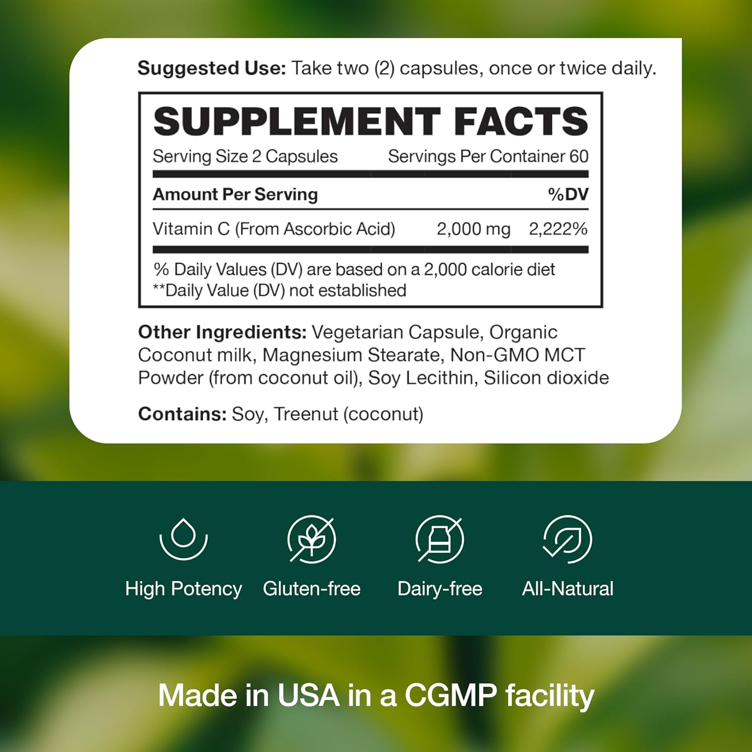Fresh Nutrition Liposomal Vitamin C - 2000mg DNA Verified & Potent VIT C (from ascorbic acid)– Swallow or Pour Powder into a Drink, All Natural Vegan Friendly, Non-GMO, Gluten-Free, Dairy-Free
