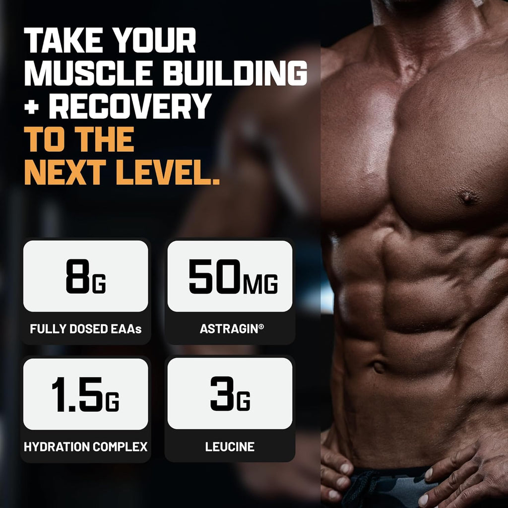 Nutrex Research EAA Hydration | EAAs + BCAA Powder | Muscle Recovery, Strength, Muscle Building, Endurance | 8G Essential Amino Acids + Electrolytes | 30 Servings It's Mango Time