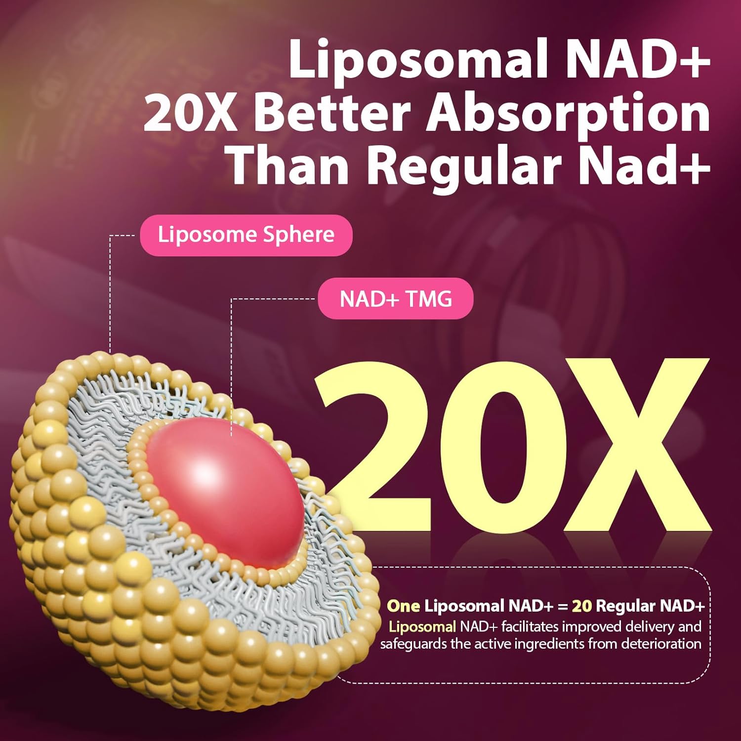 NAD Resveratrol Supplement 2464mg, Liposomal NAD Supplement with Resveratrol for Women and Men, NAD Plus Boosts NAD+ Levels, Energy Anti-Aging, 3Pack