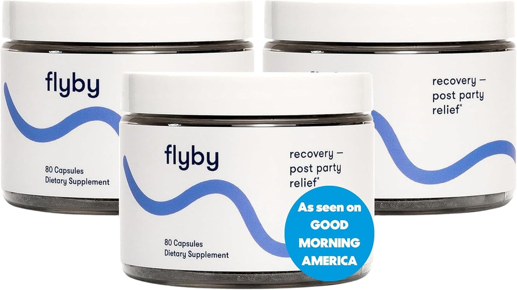 Flyby Recovery Supplement - All The Hang, Without The Over!™ - with Milk Thistle, Vitamin C, Activated Charcoal, and Apple Cider Vinegar - Pre & Post Drinking Formula (240 Count)