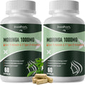 Moringa Capsules,Rich Moringa Powder with Turmeric & Ginger,A Natural Green Antioxidant Superfood - Supports Energy,Skin Health,Gut Health,60pcs 2packs