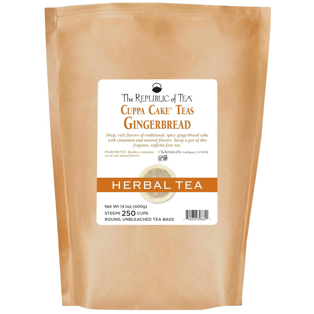 The Republic of Tea Gingerbread Cuppa Cake Tea, 250 Tea Bags, Healthy Rooibos Dessert Tea