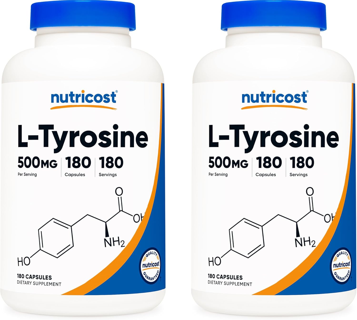 Nutricost L-Tyrosine 500mg, 180 Capsules (2 Bottles)