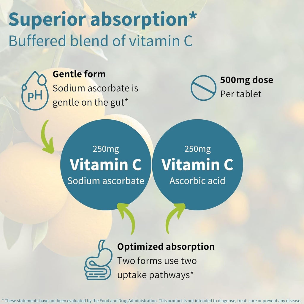 Igennus Gentle Buffered Vitamin C Chewable 500mg, No Artificial Colours & Natural Sugar Free Orange & Lemon Flavours, Kids & Adults, Vegan, Non-GMO, 120 Servings