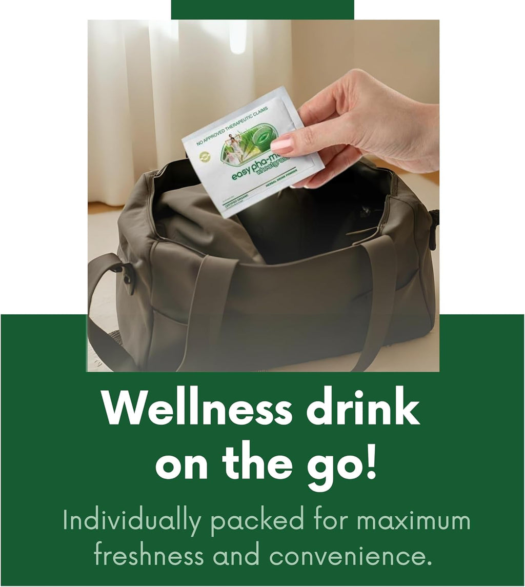 Organic Wheatgrass Powder – 100% Whole Plant with Leaves & Roots | Cold-Processed for Nutrient Retention, 100+ Vitamins, Amino Acids & Enzymes | Non-GMO & Soil-Free | 66 Travel-Ready Sachets