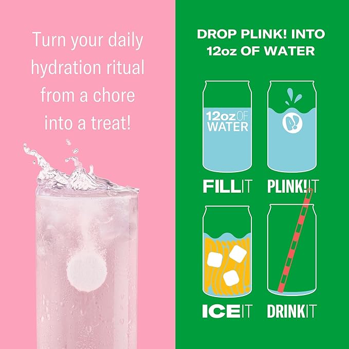 Plink! Fizzy Electrolyte Tablets for Adults & Kids – Watermelon, 48ct – Daily Hydration with Electrolytes – Low Sugar, Vegan, Keto Friendly, Non-GMO