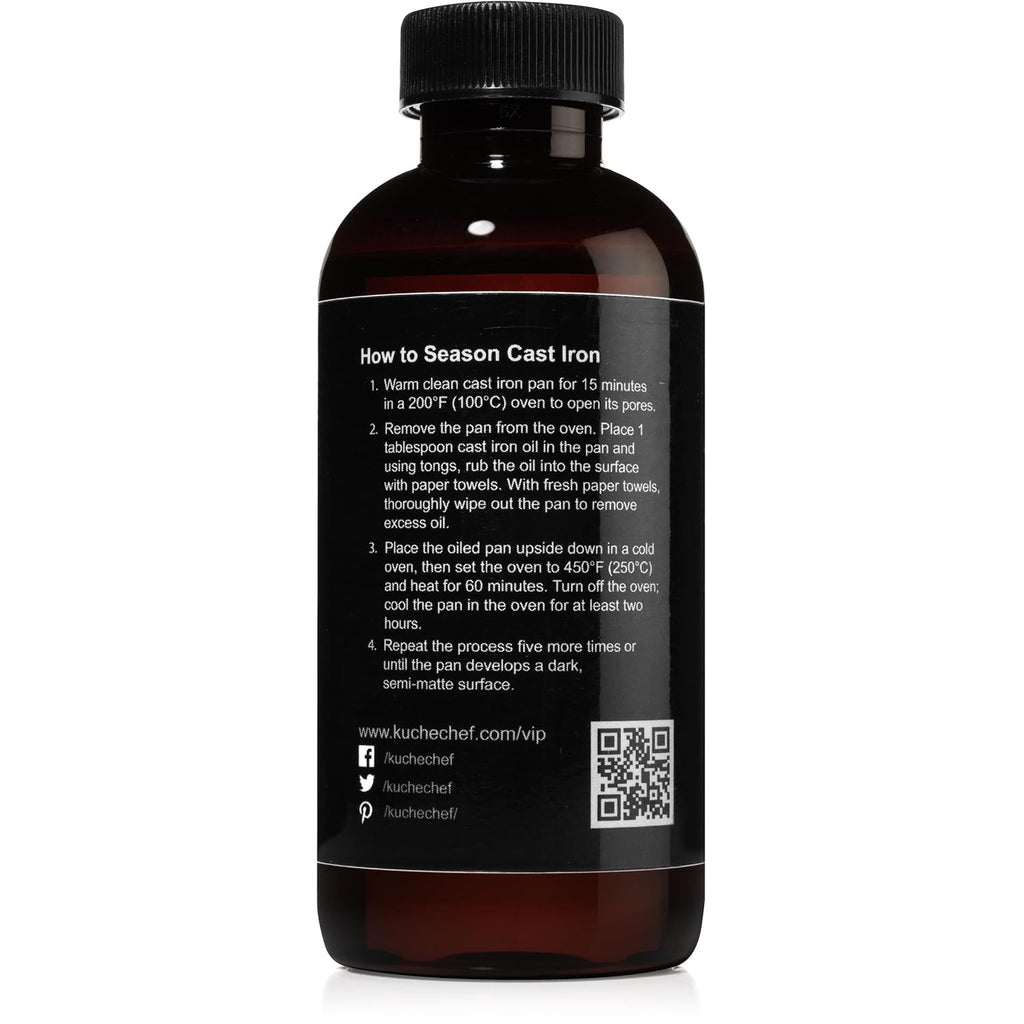 Organic Cast Iron Oil & Cast Iron Conditioner – Made from Flaxseed Oil grown and pressed in the USA – Creates a Non-Stick Seasoning on All Cast Iron Cookware (240ml)