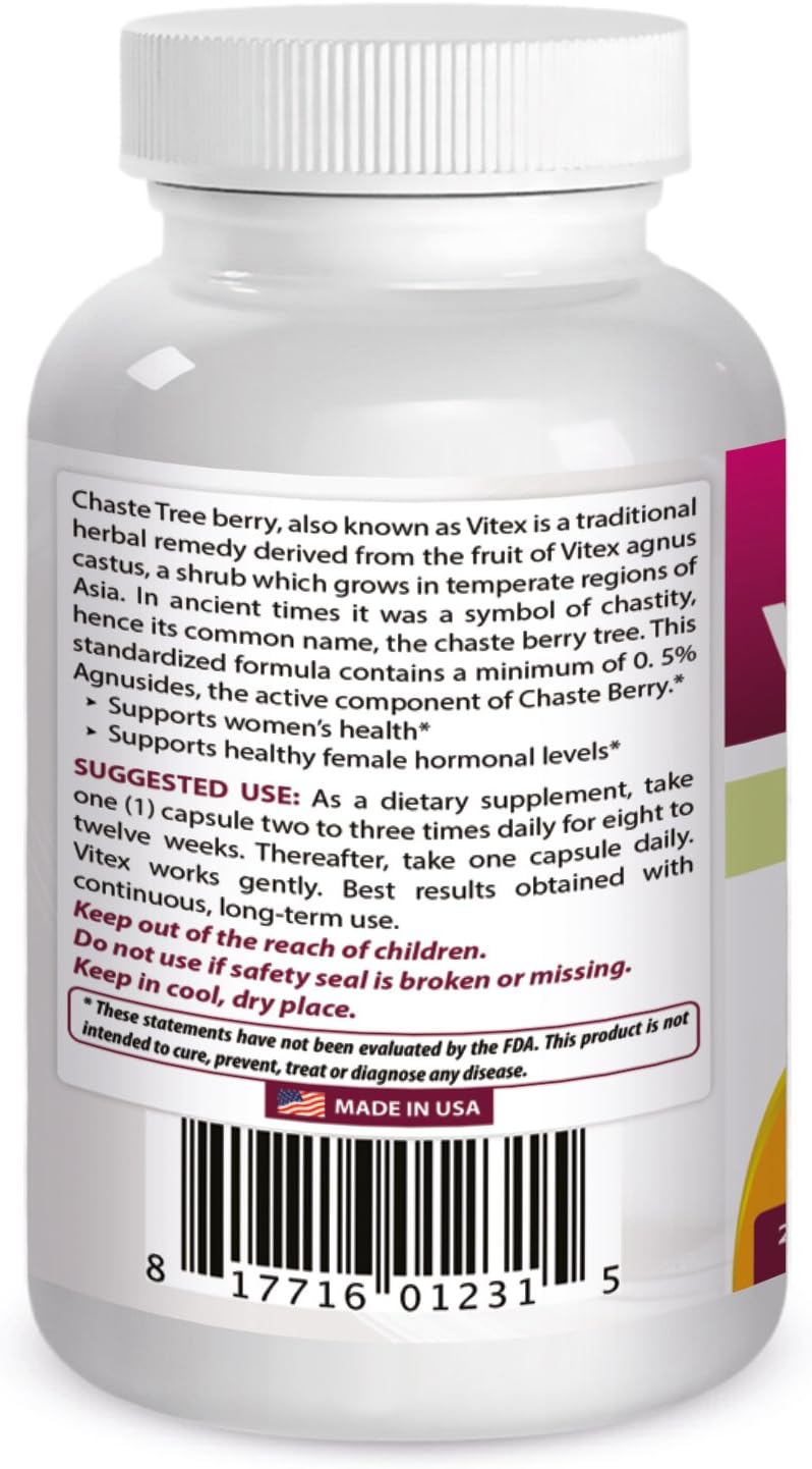 Best Naturals Vitex Chasteberry 400 mg 250 Capsules (Pack of 3)