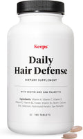 Keeps Daily Hair Supplement, 180 Tablets - Saw Palmetto Promotes Healthy Hair - Biotin, Vitamins A, B6, B12, C, D, Calcium, Selenium & Zinc - Men & Women - 3 Month Supply
