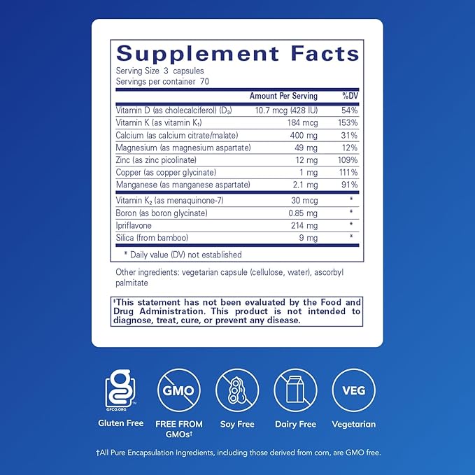 Pure Encapsulations +Cal+ with Ipriflavon | Mineral, Vitamin, and Herbal Supplement to Promote Skeletal Strength | 210 Capsules