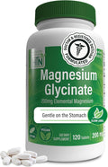 Magnesium Glycinate - Muscle, Nerves, Relaxation & Sleep Supplement | 200mg Elemental Magnesium Fully Reacted Chelated | Gentle on The Stomach | Non-GMO 120 Tablets | by Health Thru Nutrition