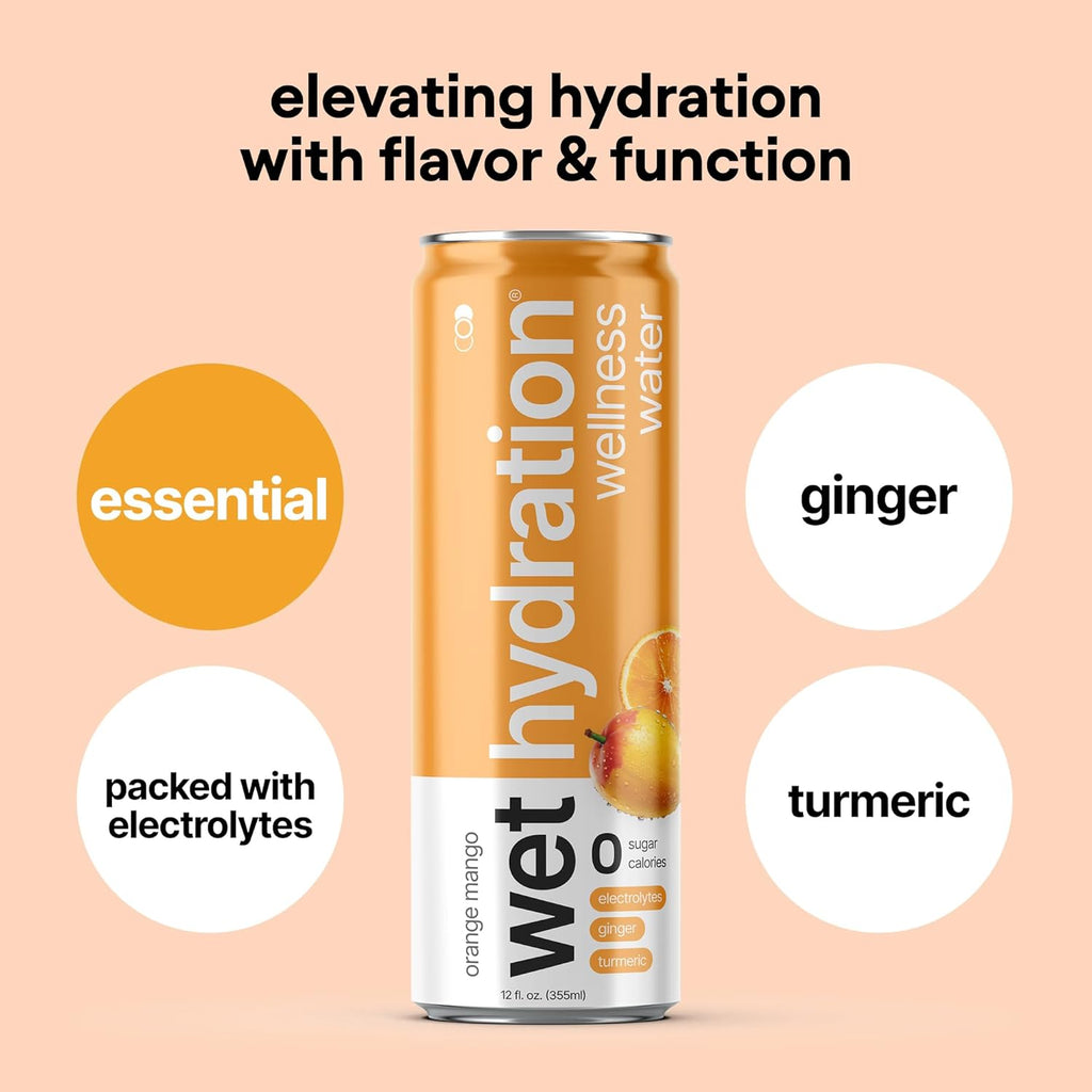 Wet Hydration, Zero Calorie, Functional Wellness Water - Variety Pack (12 Ounce Cans, 4 Flavors, Pack of 12) - Flavored Water, Hydration Drink, No Sugar, No Artificial Ingredients, Zero Calories (Packaging May Vary)