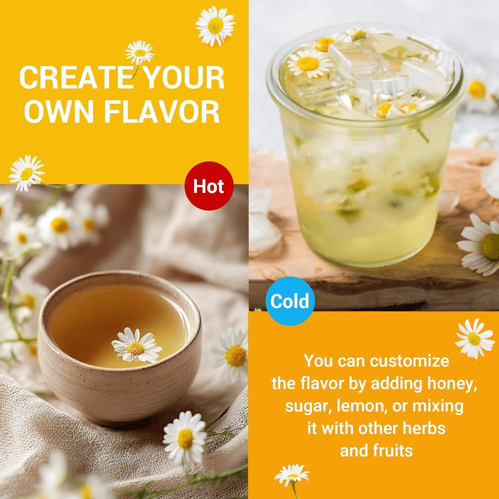Chamomile Tea Bags 100 Count, Chamomile Flower Herbal Tea with Sugar-Free, Caffeine-Free