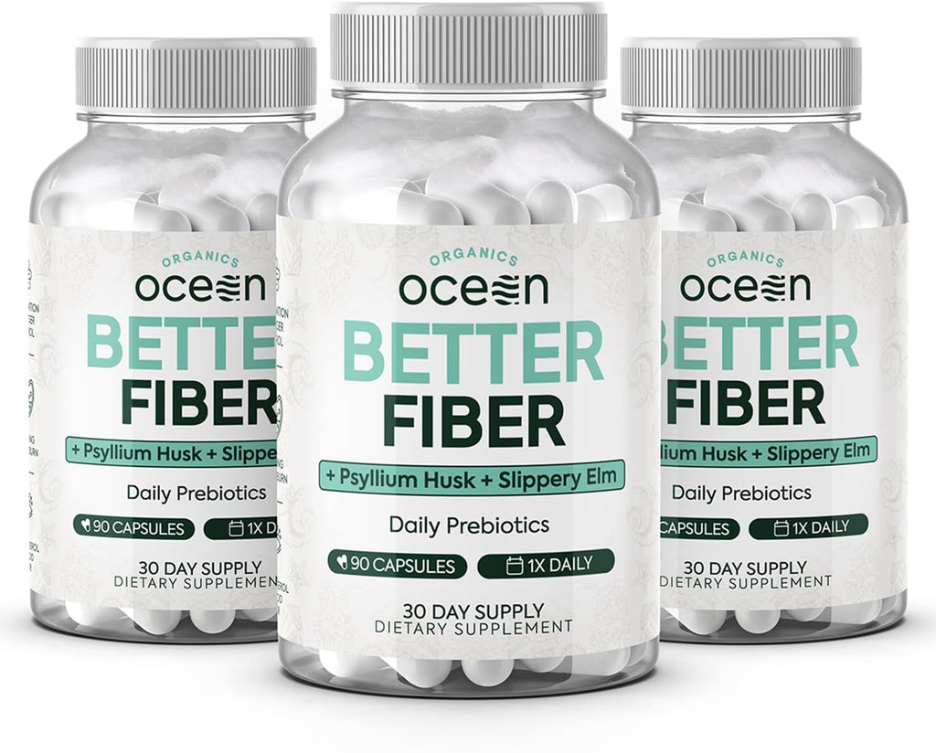 Better Fiber - Daily Fiber Supplement - Soften Stool for Effortless Bowel Movements - with Psyllium Hulk and Slippery Elm - 3 Bottles