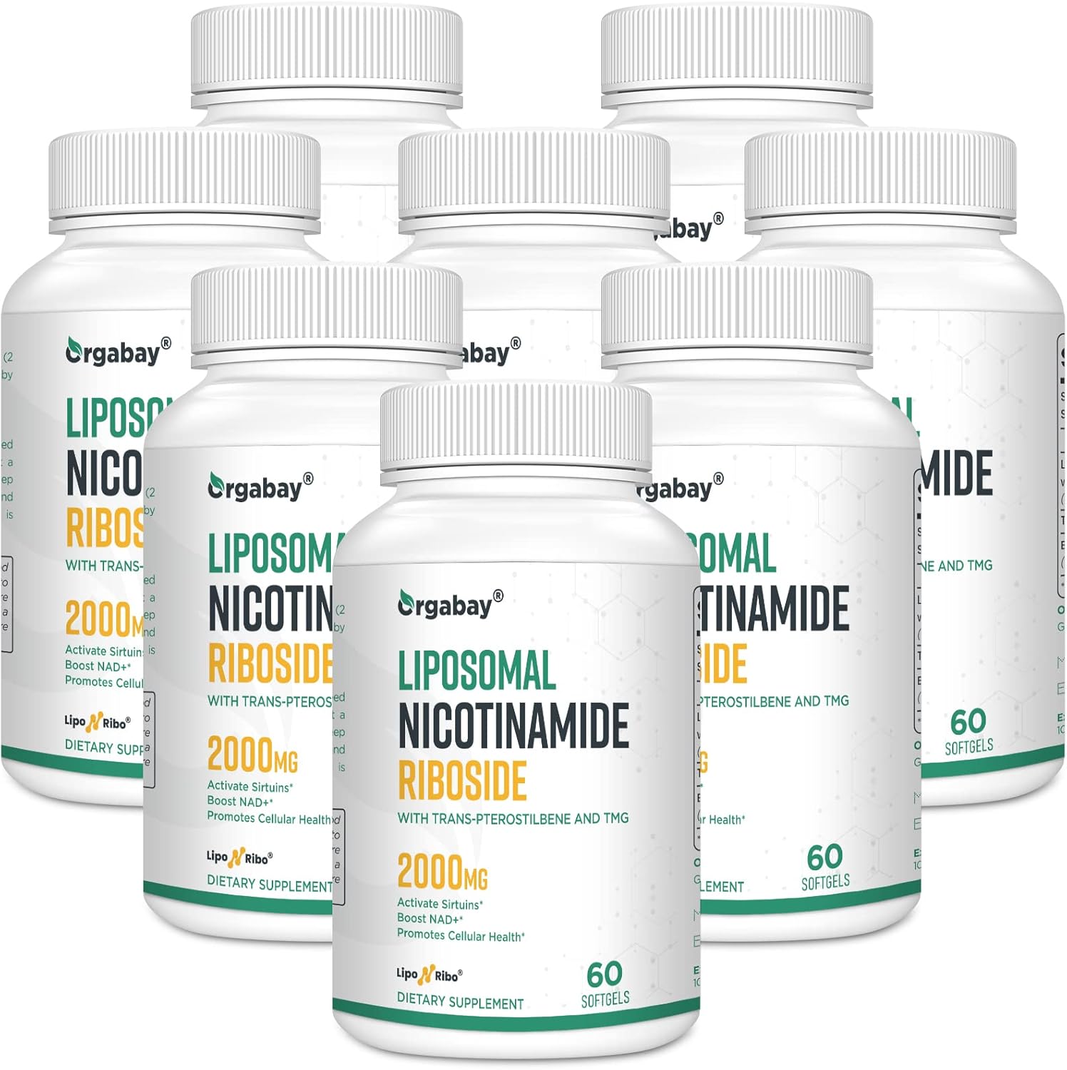 Orgabay Liposomal Nicotinamide Riboside 2000 MG with TMG and Pterostilbene, Boosting NAD+, Support Healthy Aging, 480 Count