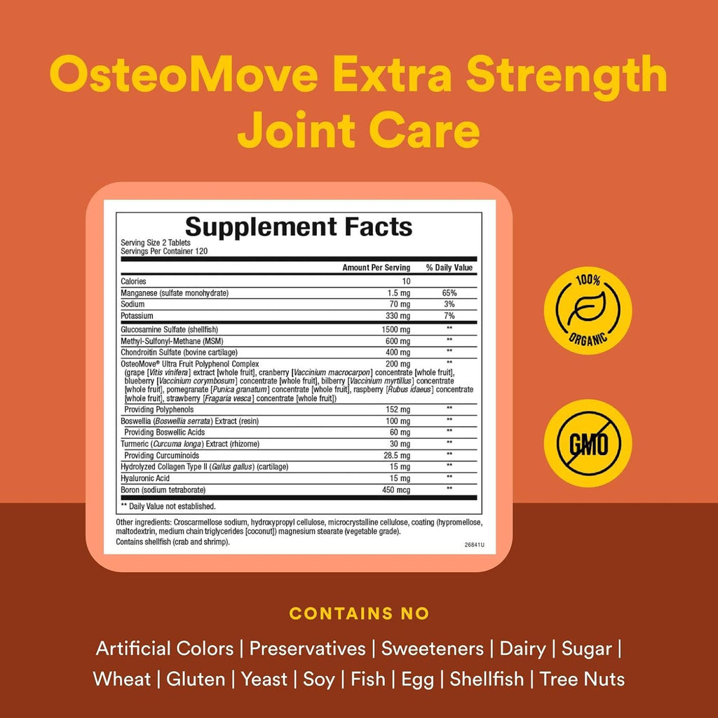 Natural Factors, OsteoMove Joint Care, Extra Strength Support for Joint and Bone Health, Non-GMO, 240 tablets (120 servings)