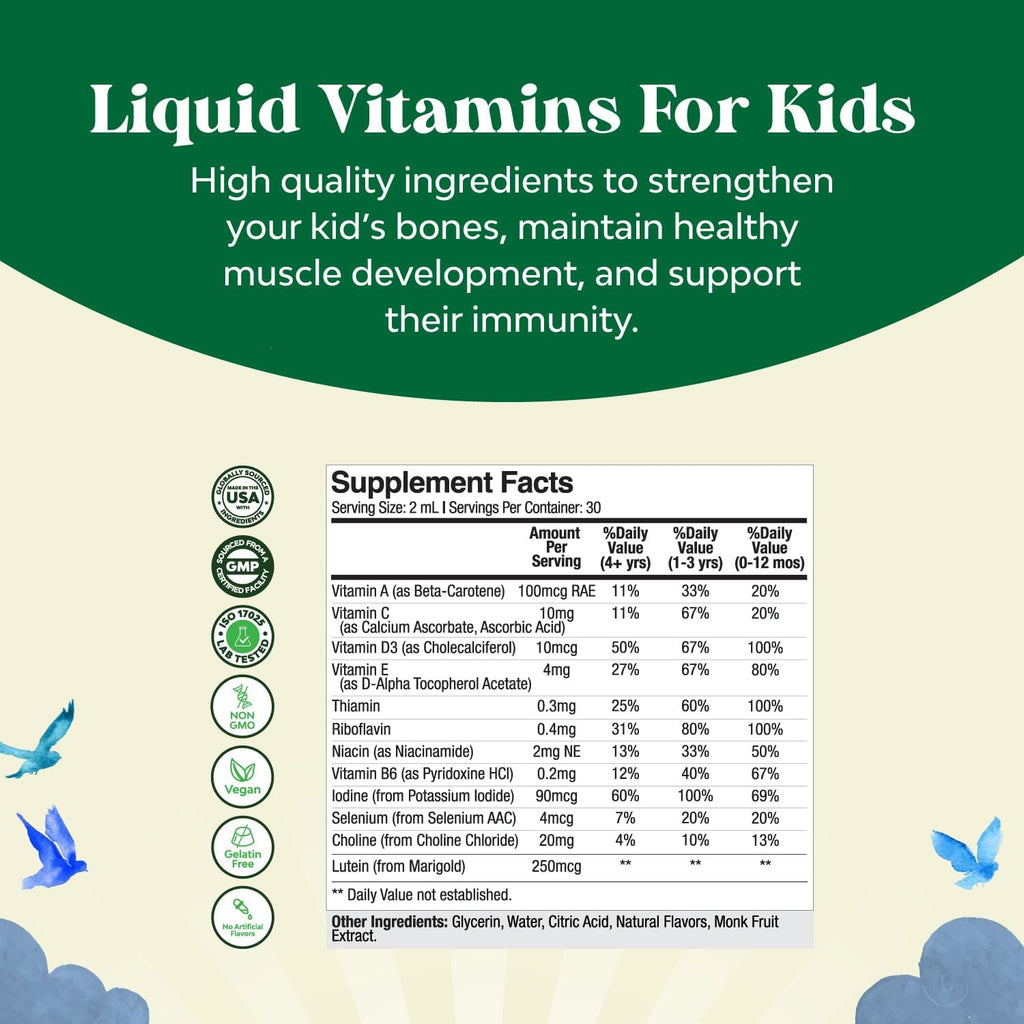 Natures Craft Liquid Multivitamin for Kids Immunity Support - Yummy Toddler Multivitamin Supplement with a C D3 E B6 and D3 Liquid Vitamins for Kids of All Ages - High Absorption (2 Pack)