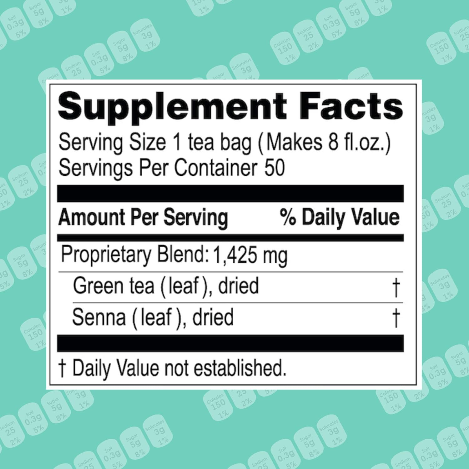 Hyleys Slim Tea Weight Loss Herbal Supplement with Acai Berry - Cleanse and Detox - 50 Tea Bags (1 Pack)