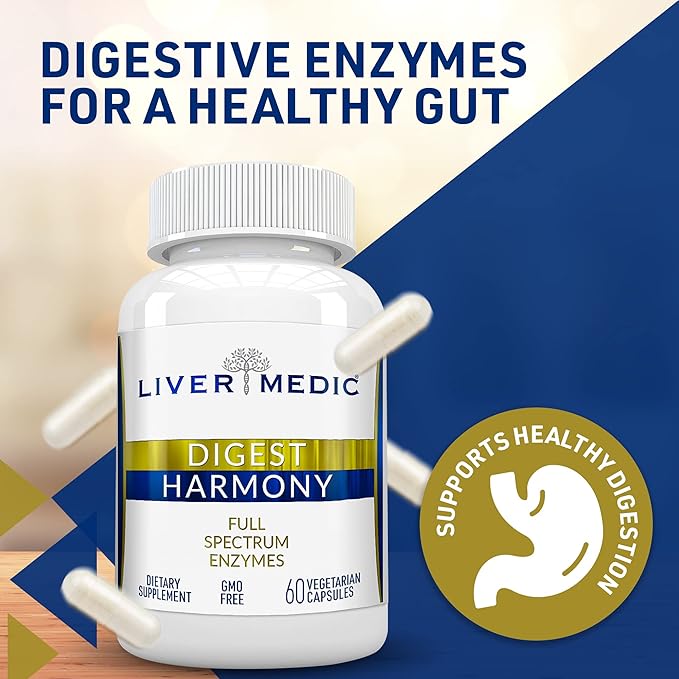 Digest Harmony Maximum Strength Digestive Enzymes Gluten Sensitivity Lipase, Protease, Cellulase, Aloe Vera for Gallbladder, Bloating Relief and Digestive Discomfort – 60 Capsules